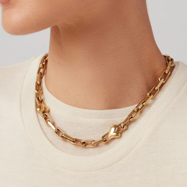 Art Heart Chain Necklace Gold