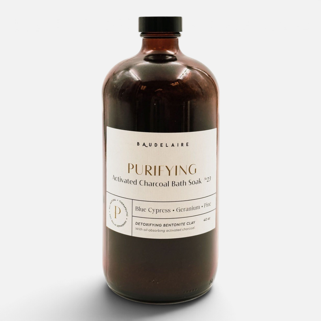 Shop Rescue Spa 40oz amber glass jar of purifying activated charcoal bath soak with bentonite clay and essential oils