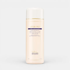 Biologique Recherche Lotion P50T positioned upright with a white background in a cylindrical bottle. Exfoliating and balancing lotion for face.