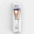 Makeup brush in packaging with visible brand name on a white background