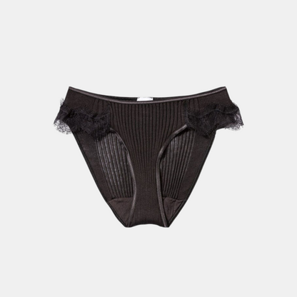 Shop Rescue Spa Richelieu dark shadow Pima cotton briefs with delicate lace trim on the legs in a ribbed knit style