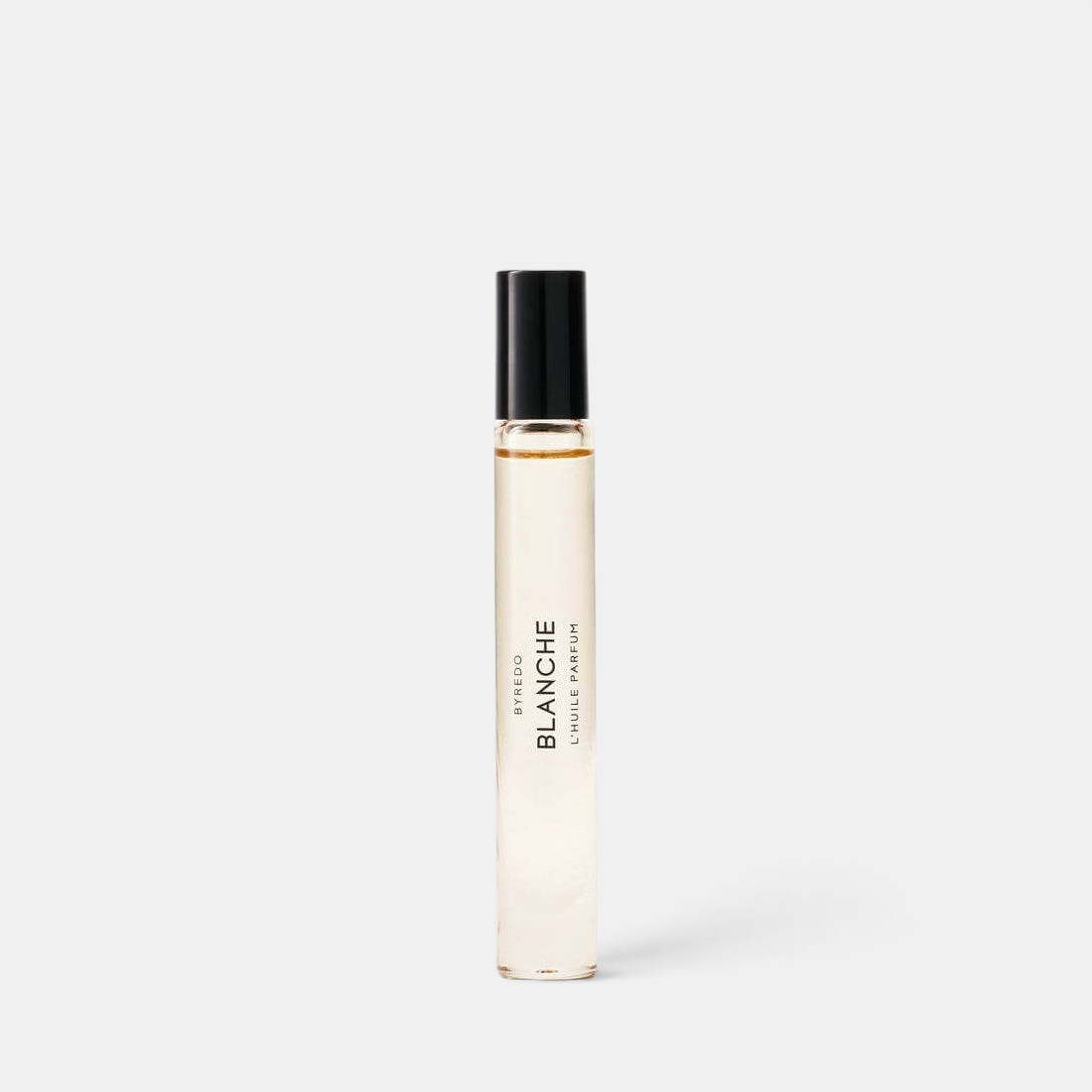 Shop Rescue Spa Byredo Blanche roll-on perfumed oil in a travel-friendly glass vial with a black cap