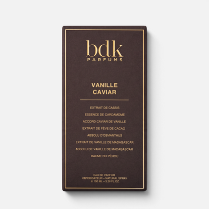 Shop Rescue Spa BDK Parfums Vanille Caviar 100ml perfume box in dark brown with gold lettering and elegant design