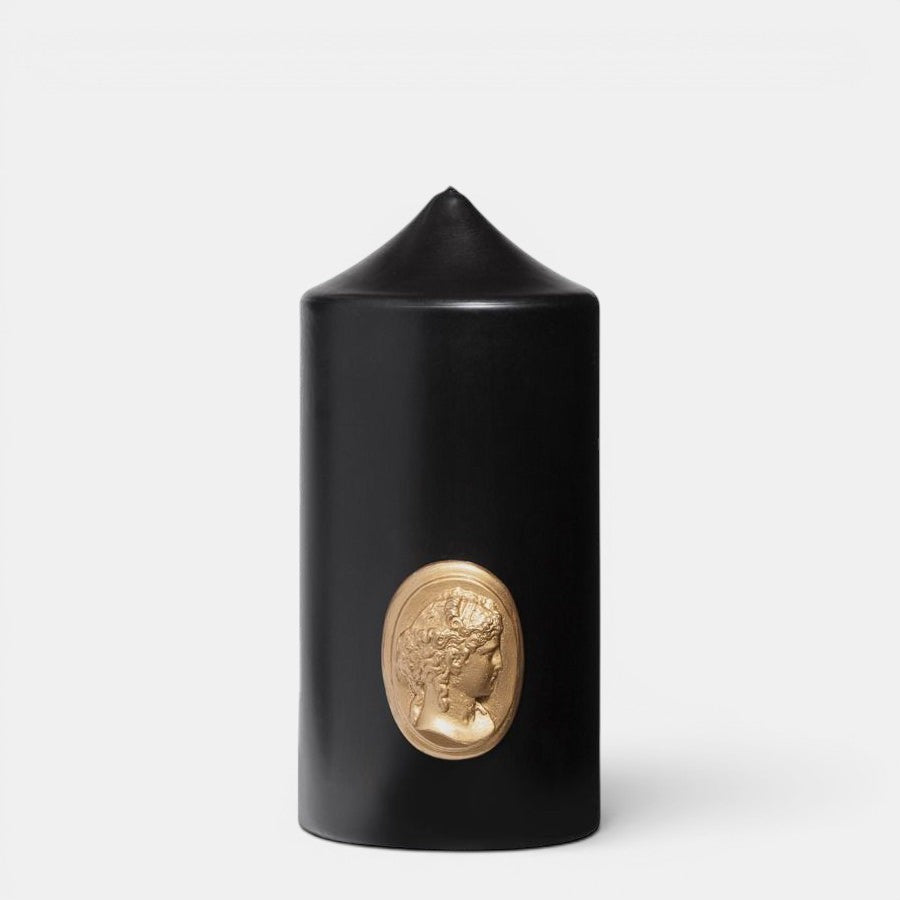 Black Pillar Candle - La Marquise Cameo