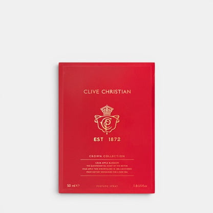 Front-facing product box of Clive Christian Crab Apple Blossom Parfum on a clean background, showing branded packaging and label details.