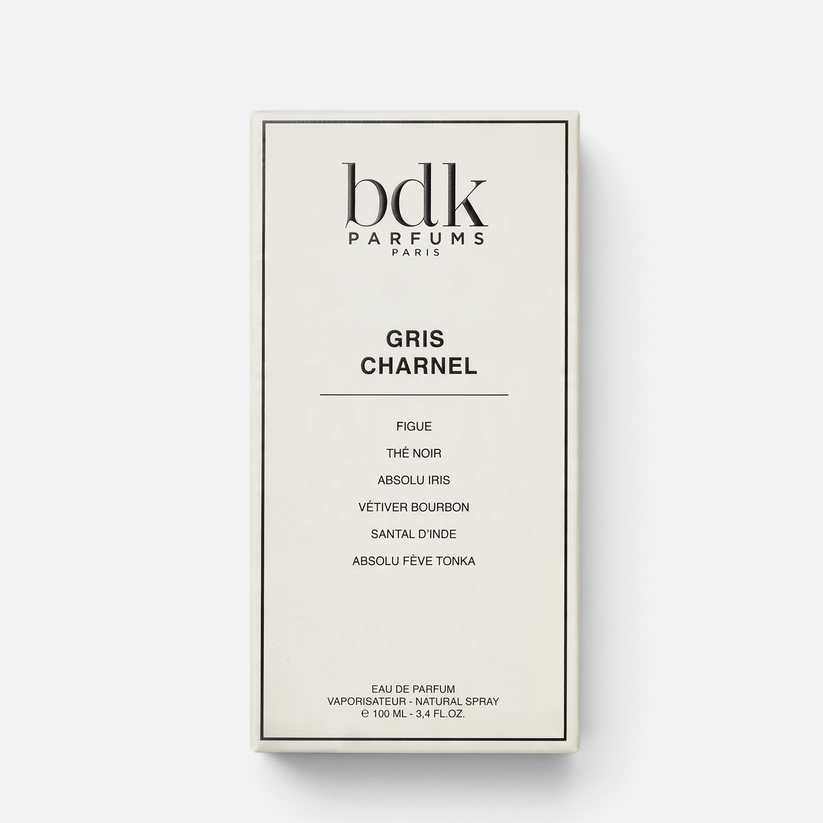 Shop Rescue Spa BDK Parfums Gris Charnel 100ml eau de parfum box with minimalist white and black typography.