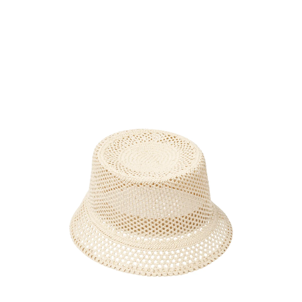 Angled view of Eres Palmyre Sun Hat on a white background, showing brim shape and overall structure.