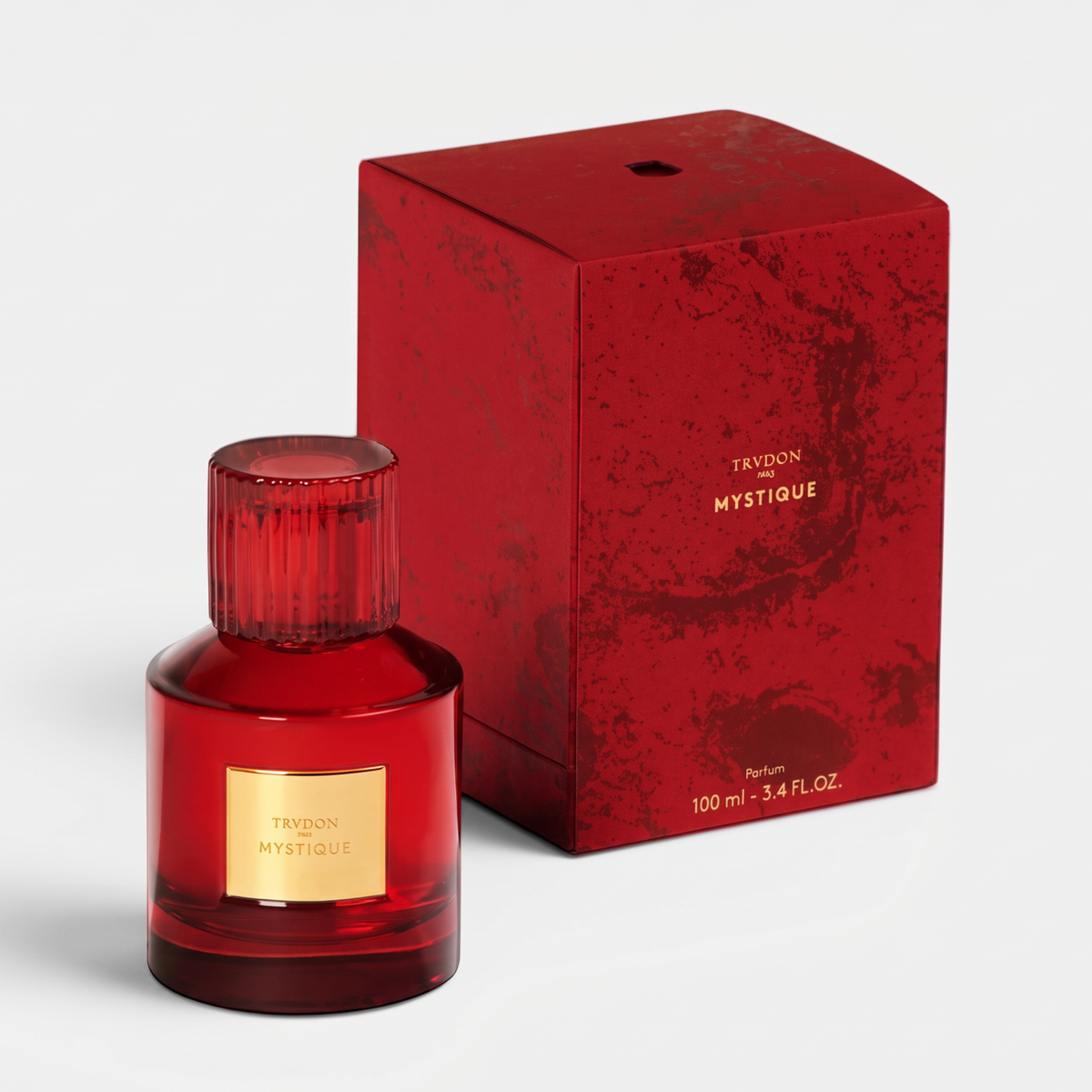 Shop Rescue Spa Mystique Parfum 100ml in a deep red glass bottle with a gold label and matching textured red box