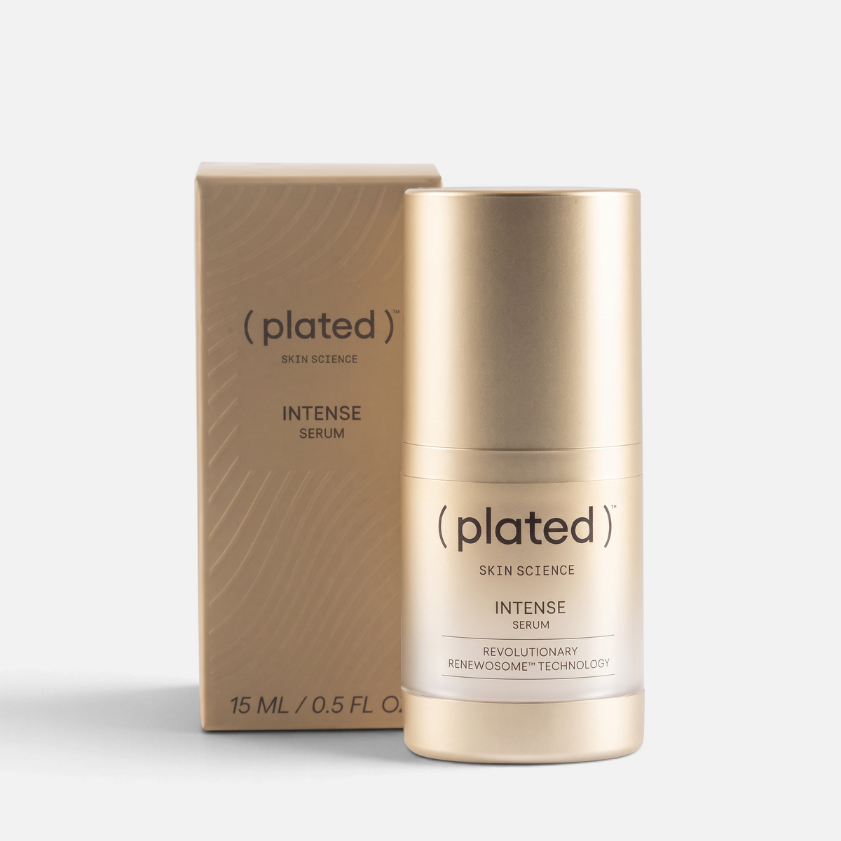 Shop Rescue Spa Plated Skin Science Intense Serum in a gold bottle with matching box for anti-aging skincare.
