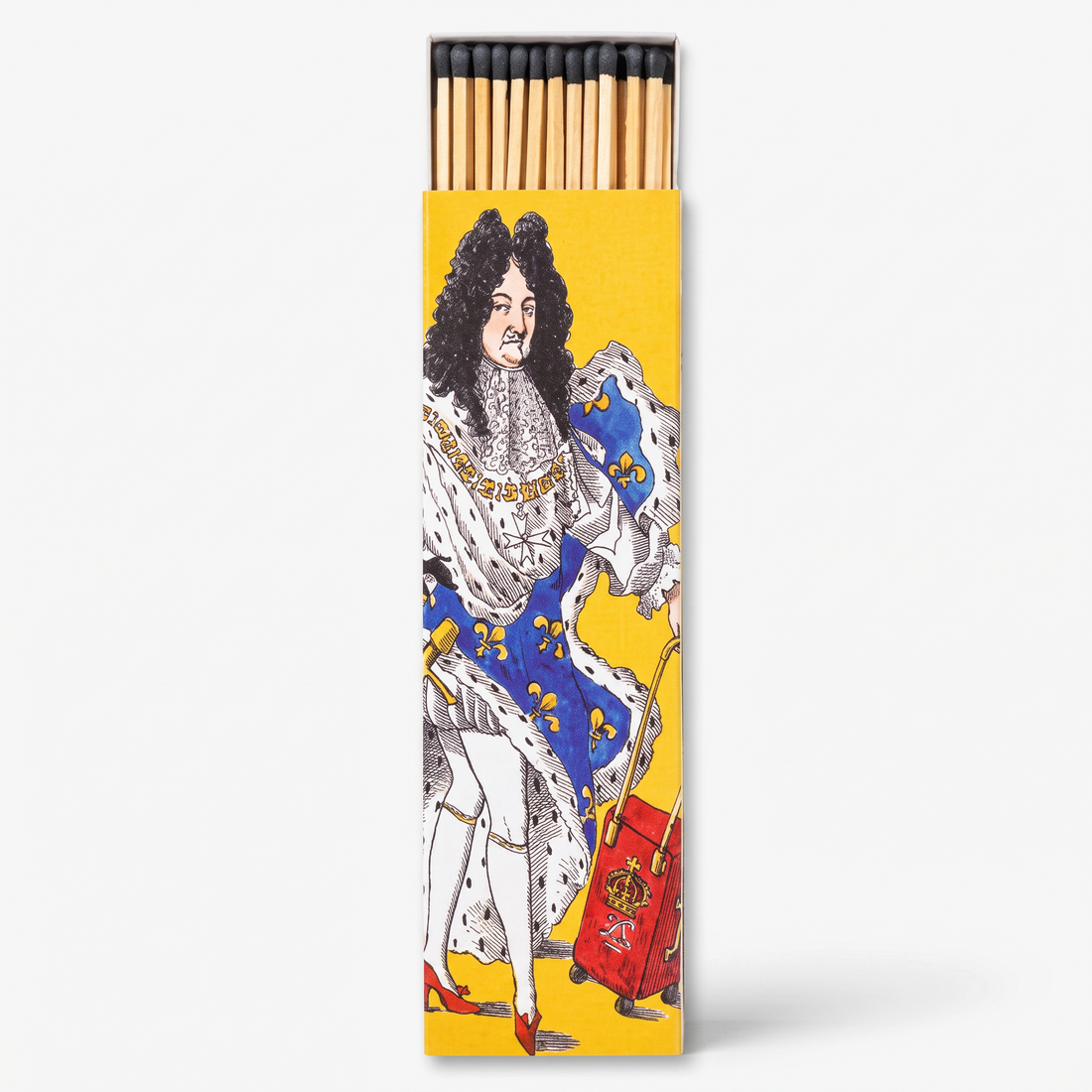 Shop Rescue Spa Trudon Ernesto scented matches in a yellow box featuring a historical king illustration.