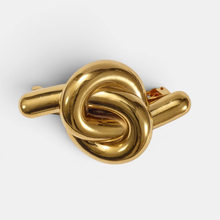 Glossy Knot Barrette Gold