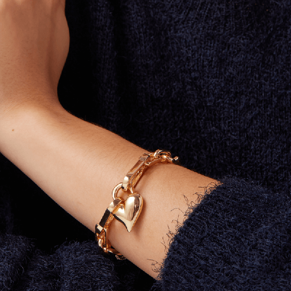 Padlock Heart Chain Bracelet Gold