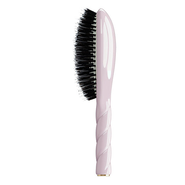 Hairbrush with black bristles on a white background