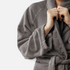 Shop Rescue Spa Linge Robe in Fumo grey, a soft and dense linen terry blend bathrobe with a rich garment-dyed finish.