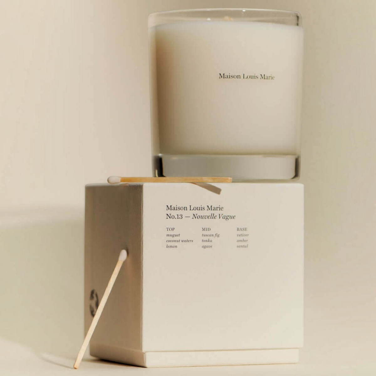 Shop Rescue Spa Maison Louis Marie No.13 Nouvelle Vague candle in a glass jar with its matching white product box.