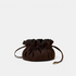 Shop Rescue Spa Lotus Petit jewelry pouch in dark brown neoprene with a drawstring closure and gold hardware.