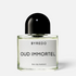 Shop Rescue Spa Byredo Oud Immortel eau de parfum in a clear glass bottle with a black rounded cap.
