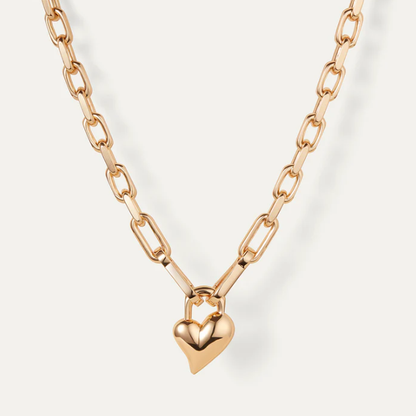 Padlock Heart Pendant Necklace Gold