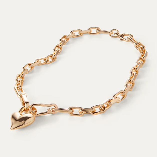 Padlock Heart Pendant Necklace Gold