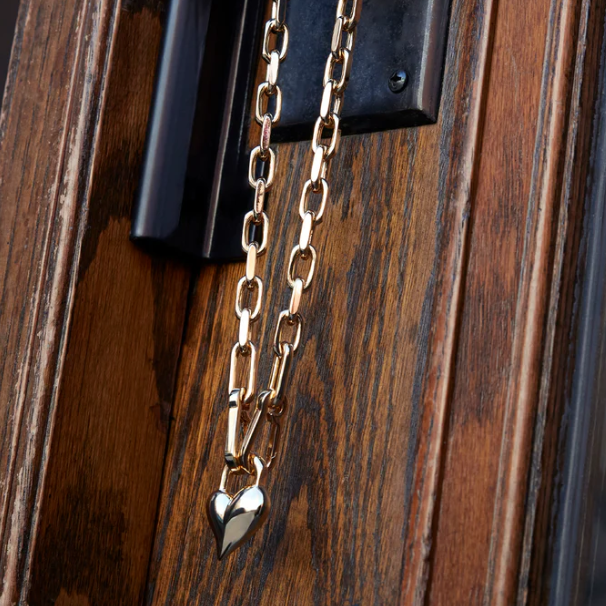 Padlock Heart Pendant Necklace Gold