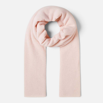 Shop Rescue Spa soft pale pink cashmere travel wrap, a versatile and lightweight unisex knit scarf or blanket.