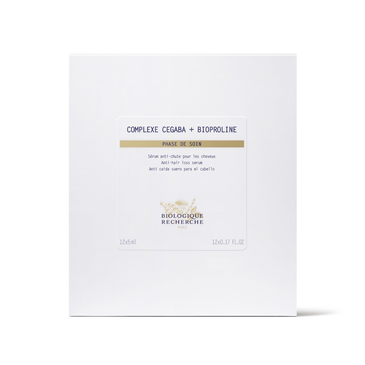 Biologique Recherche Hair Complexe Cegaba + Bioproline Pack – a set of energizing ampoules designed to strengthen thinning hair and revitalize the scalp, displayed on the white backround