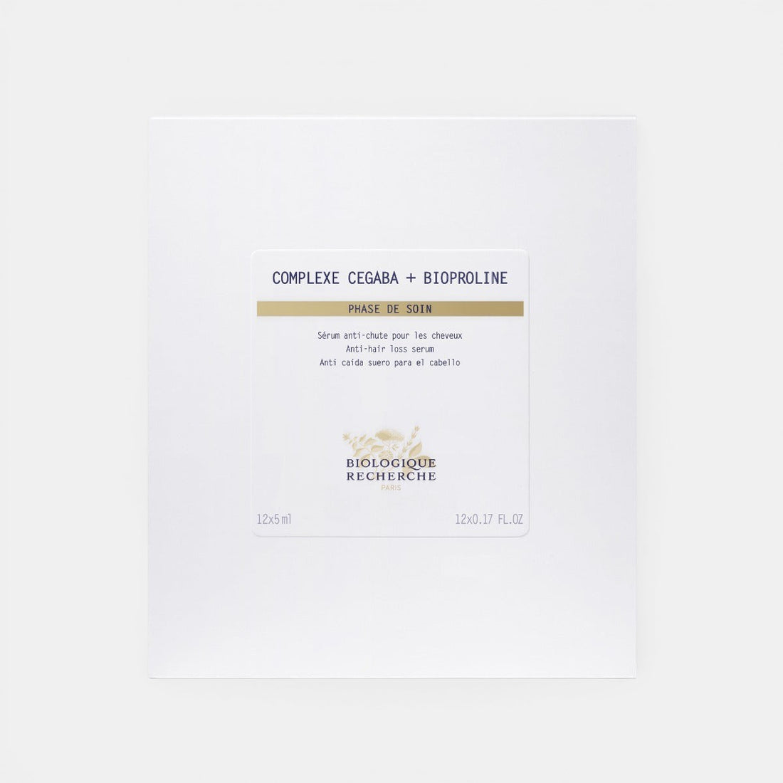 Biologique Recherche Hair Complexe Cegaba + Bioproline Pack – a set of energizing ampoules designed to strengthen thinning hair and revitalize the scalp, displayed on the white backround