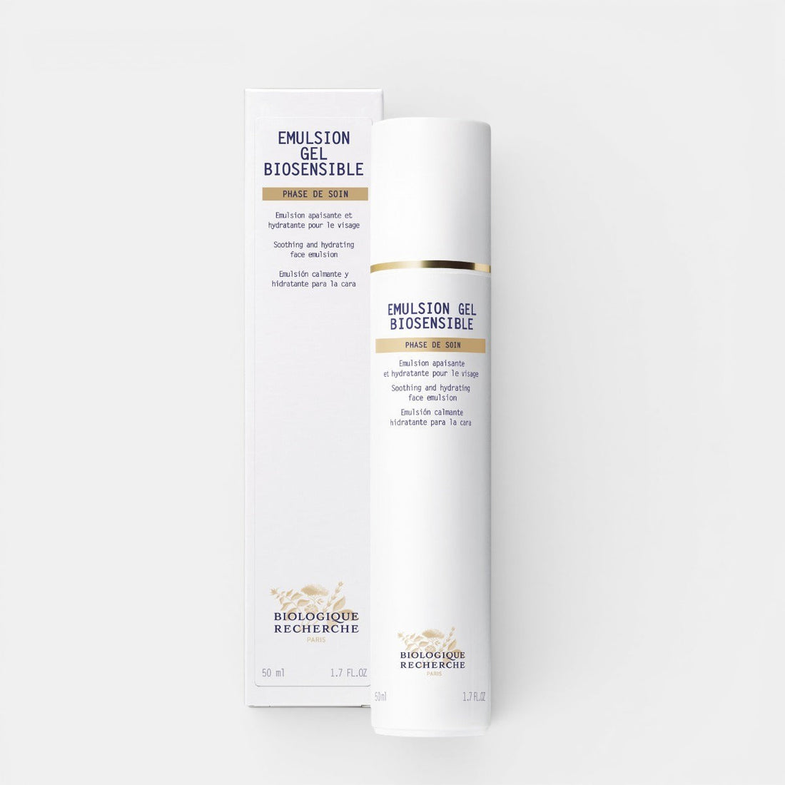 Biologique Recherche Bio-Sensible Emulsion – a lightweight, soothing face moisturizer in a white pump bottle, designed for sensitive, dehydrated, and irritated skin.