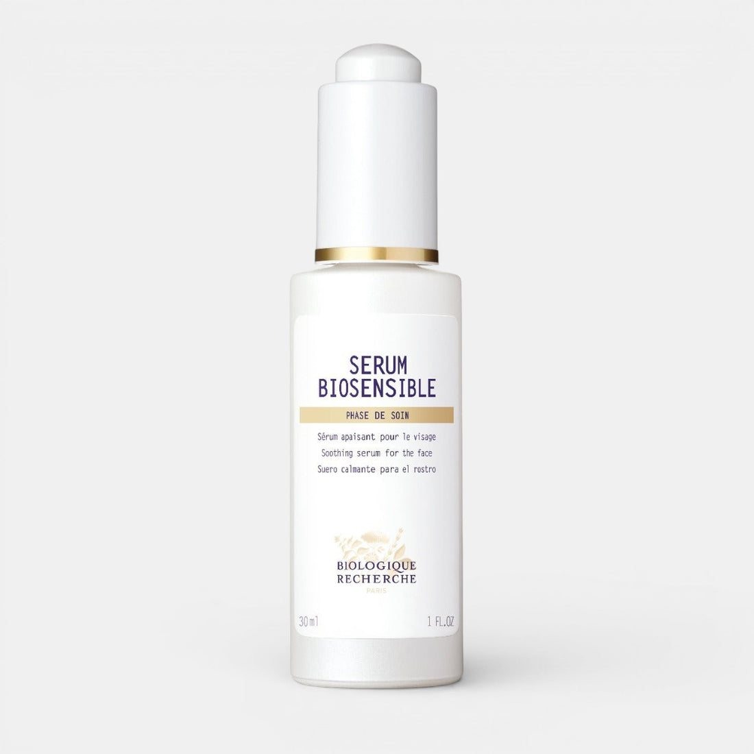 Serum Biosensible bottle on a white background. Facial Serum for Sensitive Skin available on shoprescuespa.com