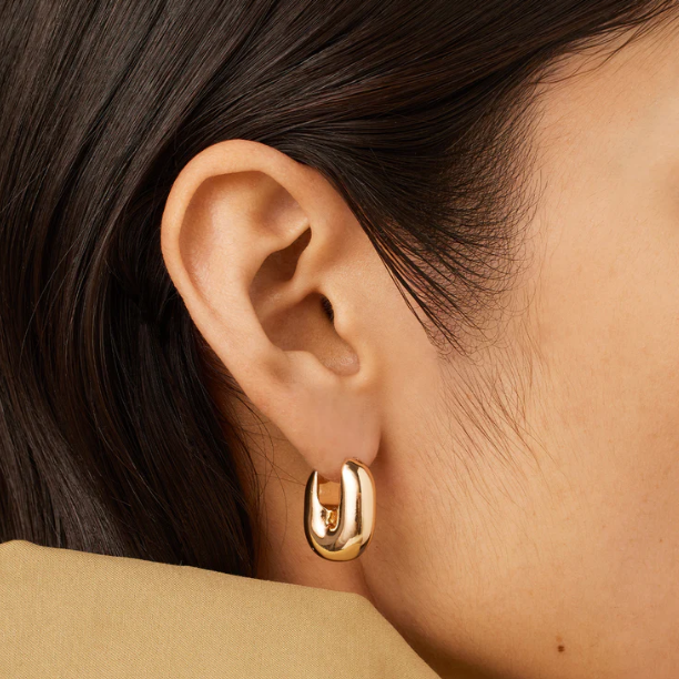 Puffy U-Link Earrings Gold