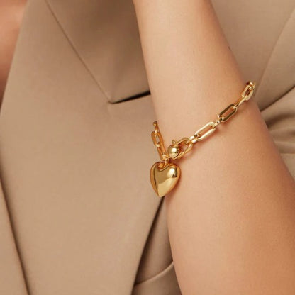 Puffy Heart Bracelet Gold