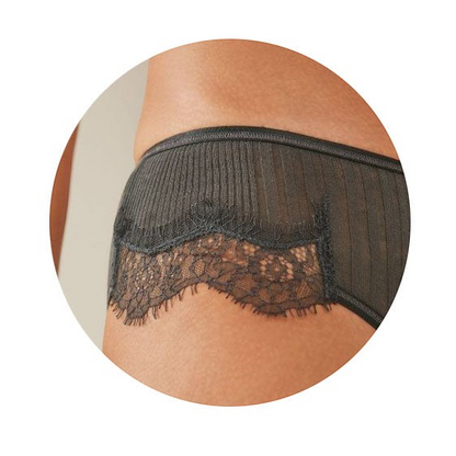 Shop Rescue Spa Richelieu dark shadow Pima cotton briefs featuring delicate lace trim on the legs