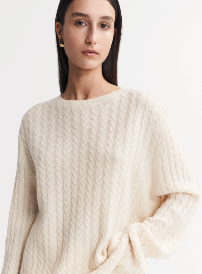 Oversize Cable Feather White