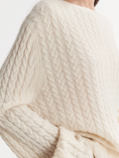 Oversize Cable Feather White