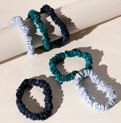 Skinny Scrunchie Set - Blue &amp; Green 6pcs