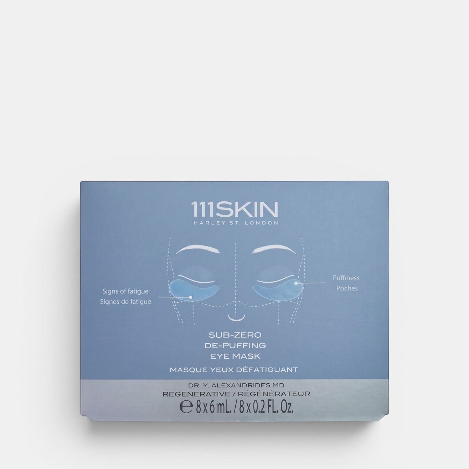 Shop Rescue Spa 111SKIN Sub-Zero De-Puffing Eye Mask box featuring blue hydrogel patches for dark circles and puffiness