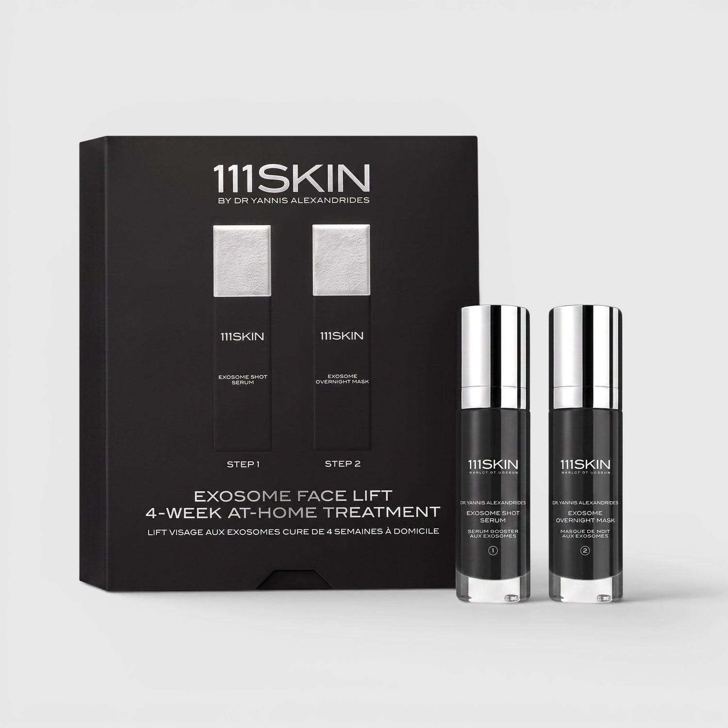 Shop Rescue Spa 111SKIN Exosome Face Lift two-step anti-aging treatment set with serum and overnight mask in black box