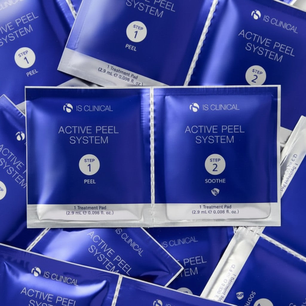 Shop Rescue Spa IS Clinical Active Peel System two-step exfoliating treatment pads in blue individual sachets