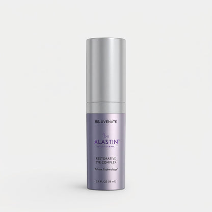 Shop Rescue Spa Alastin Restorative Eye Complex anti-aging cream in a purple and silver pump bottle.