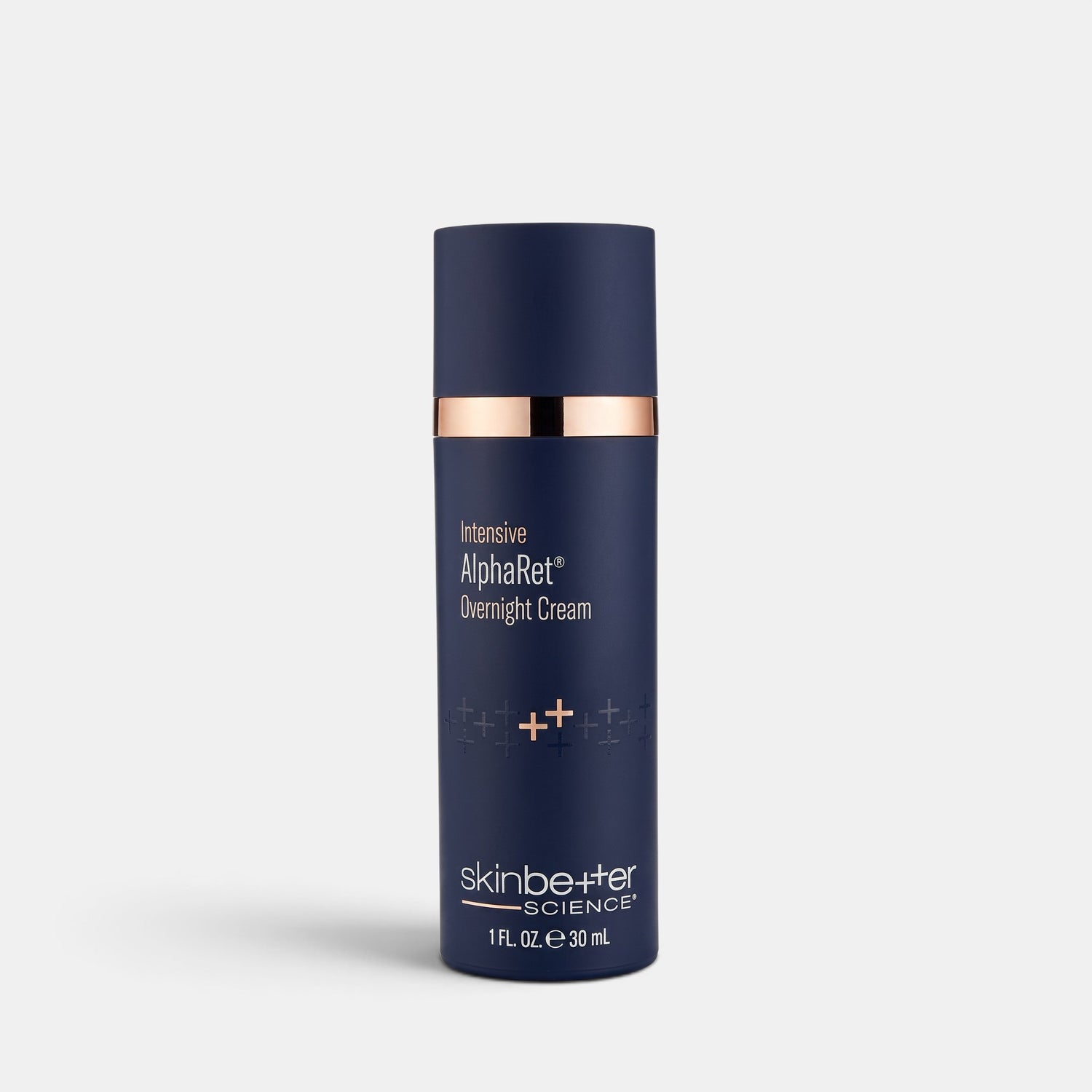 Shop Rescue Spa Intensive AlphaRet Overnight Cream in a dark blue pump bottle with rose gold accents.