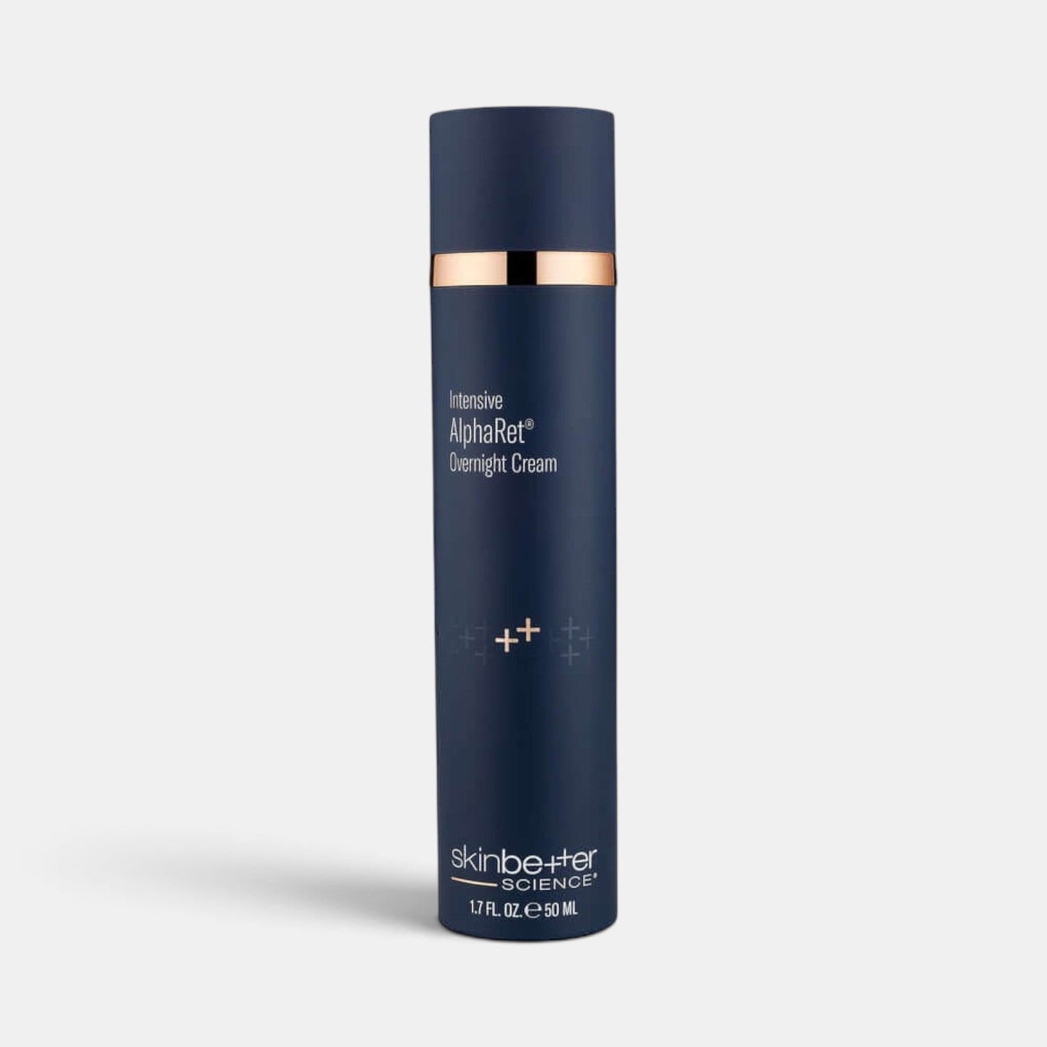 Shop Rescue Spa Intensive AlphaRet Overnight Cream in a dark blue cylindrical pump bottle for anti-aging skincare.