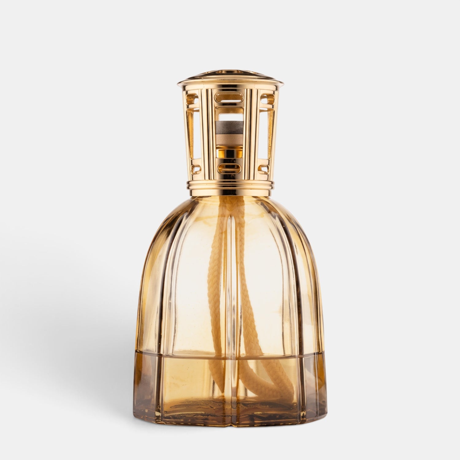 Shop Rescue Spa Dr. Vranjes Firenze amber glass Lamparfum with a gold metallic cap and octagonal base design.