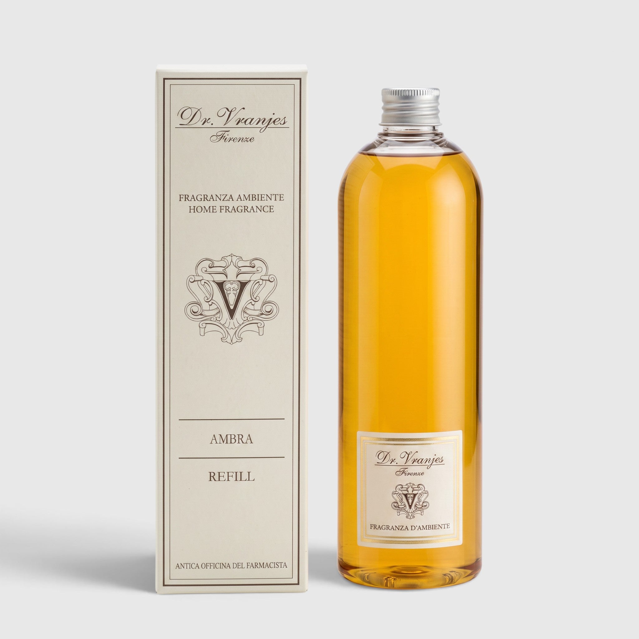 Shop Rescue Spa Ambra room diffuser refill bottle with elegant amber fragrance and matching white presentation box