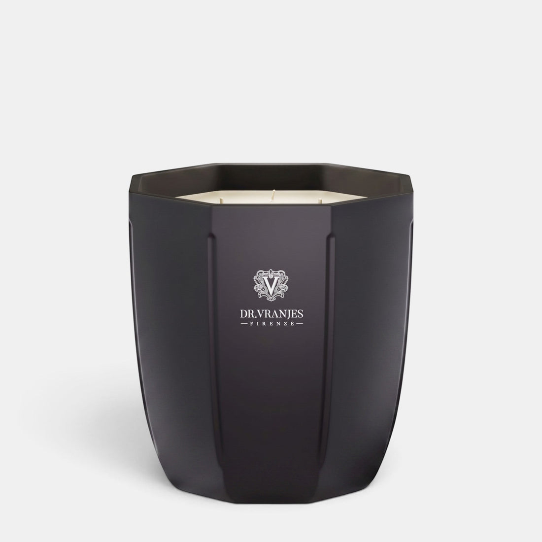 Shop Rescue Spa Ambra Onyx candle in a sleek black hexagonal glass vessel with Dr. Vranjes Firenze logo branding.
