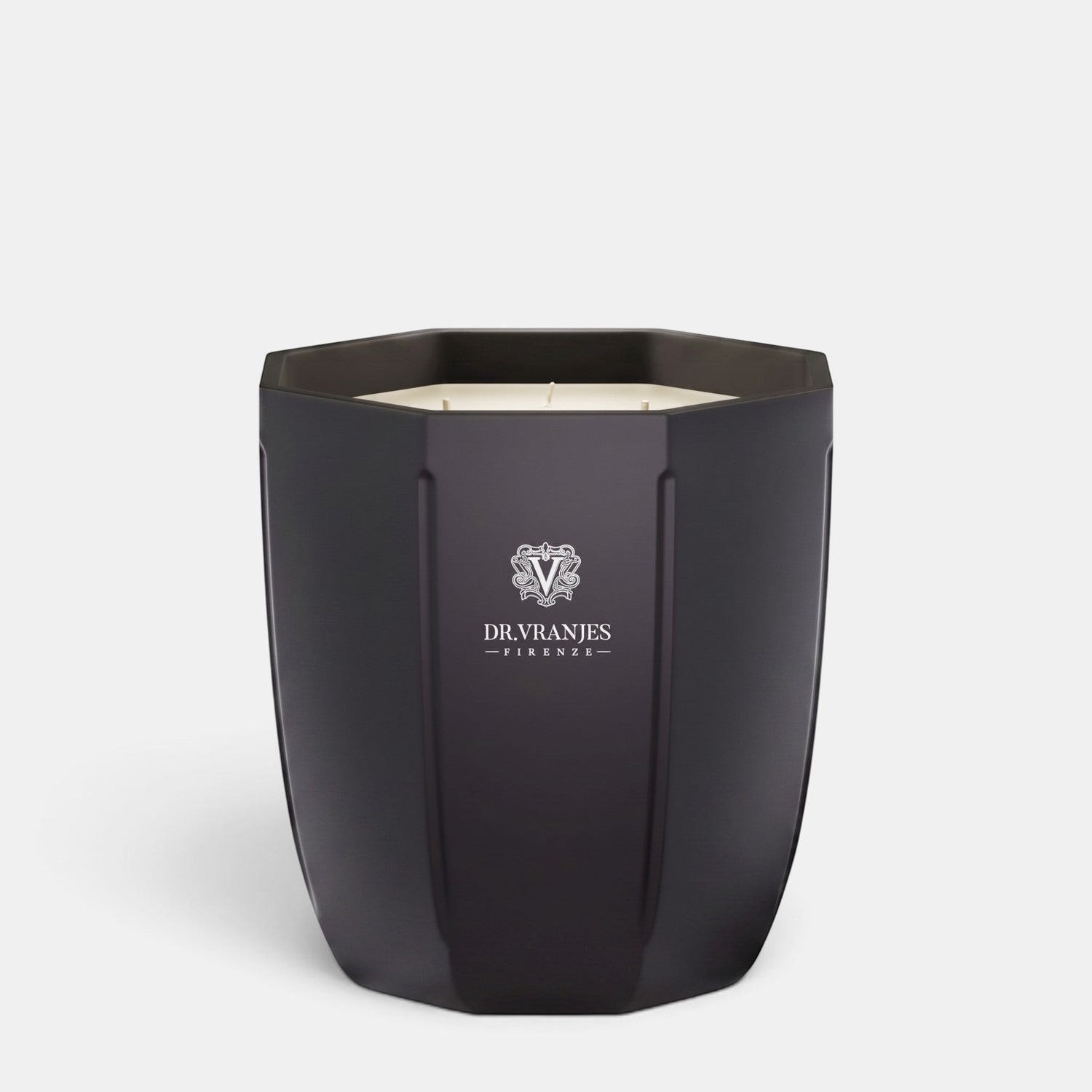 Shop Rescue Spa Ambra Onyx candle in a sleek black hexagonal glass vessel with Dr. Vranjes Firenze logo branding.