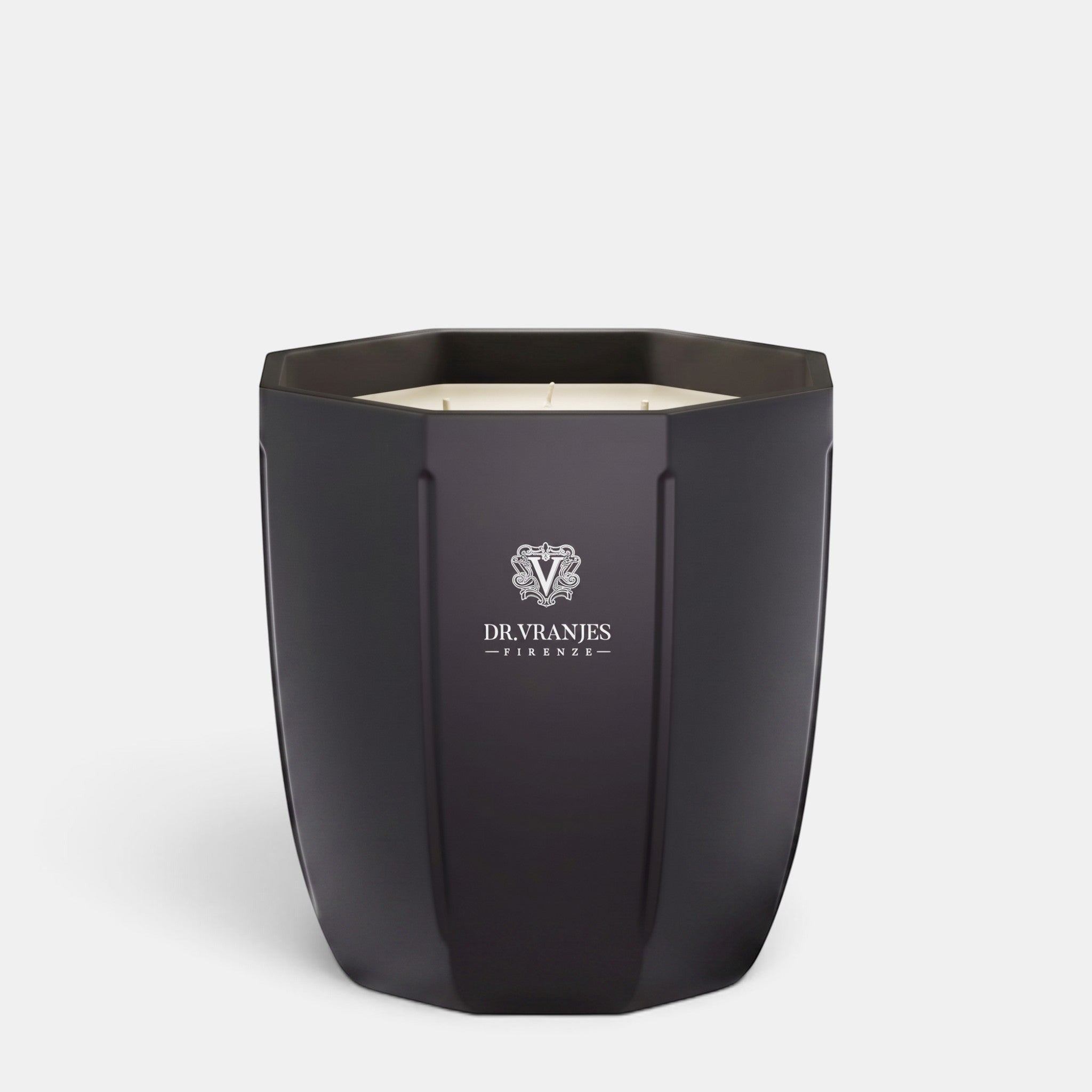Shop Rescue Spa Ambra Onyx candle in a sleek black hexagonal glass vessel with Dr. Vranjes Firenze logo branding.