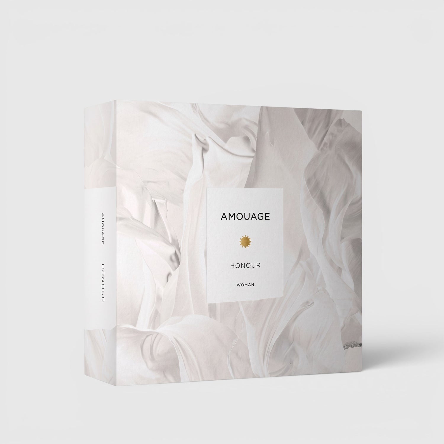 Shop Rescue Spa Amouage Honour Woman Eau De Parfum 100ml perfume box with elegant white abstract floral design