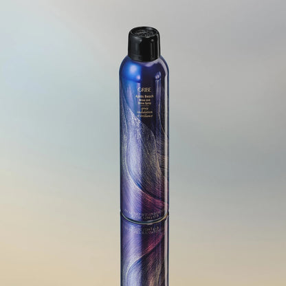 Shop Rescue Spa ORIBE Apres Beach Wave and Shine Spray bottle with a blue, purple, and gold swirled design.