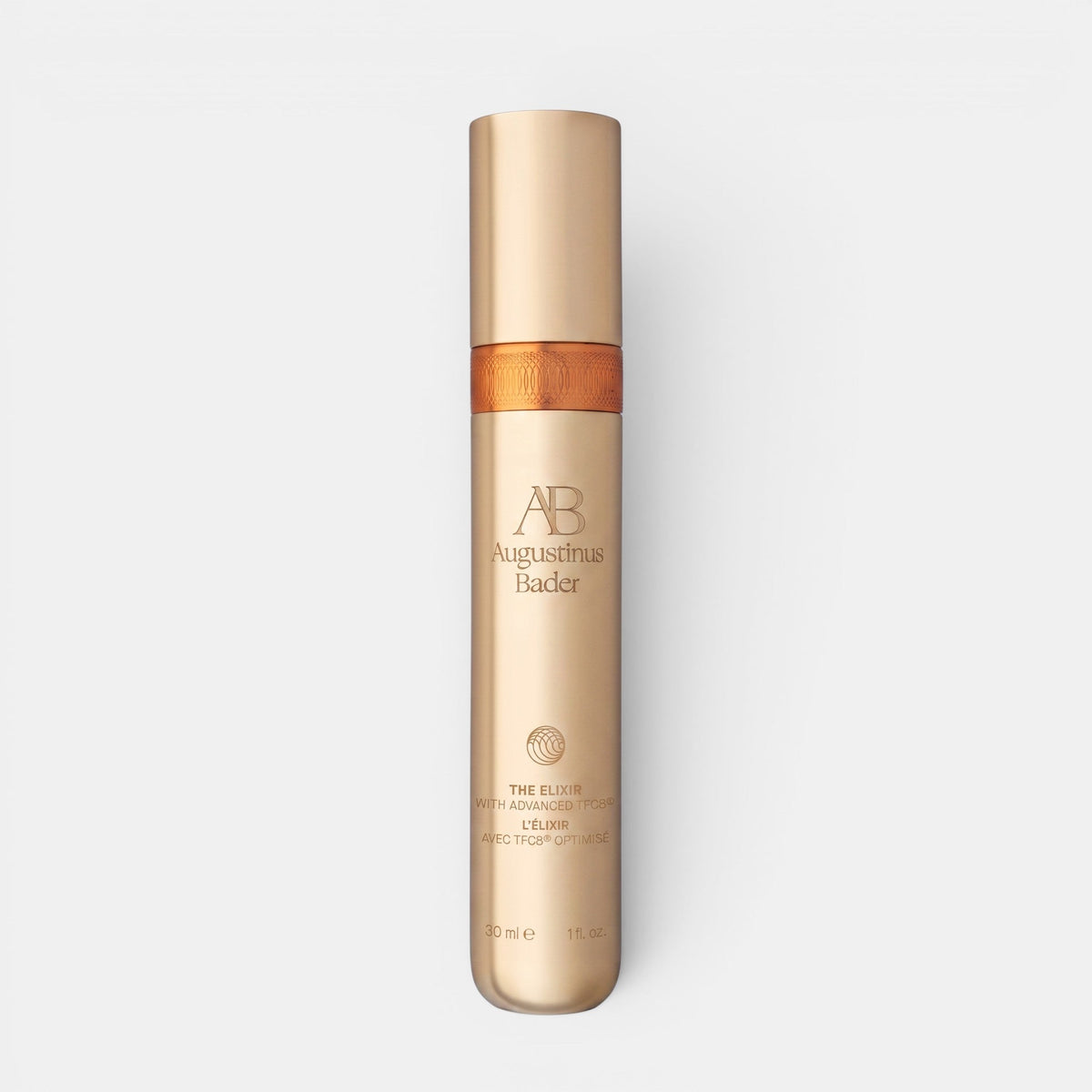 Shop Rescue Spa Augustinus Bader The Elixir anti-aging serum in a sleek metallic gold 30ml pump bottle.