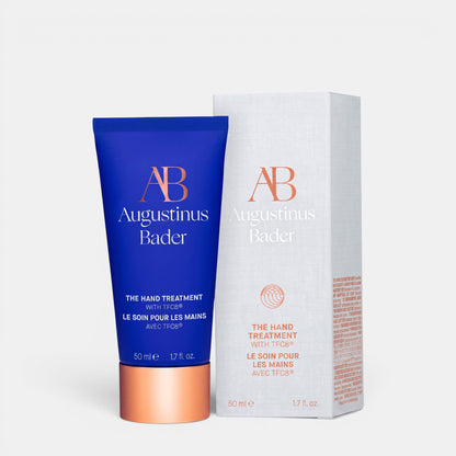 Shop Rescue Spa Augustinus Bader The Hand Treatment in a blue tube and white box for hydrating and nourishing skin